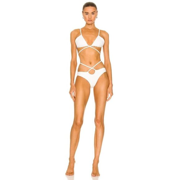 CHRISTOPHER ESBER Looped Tie Bikini Bottom in White 2 New Womens Swimsuit - Picture 5 of 11